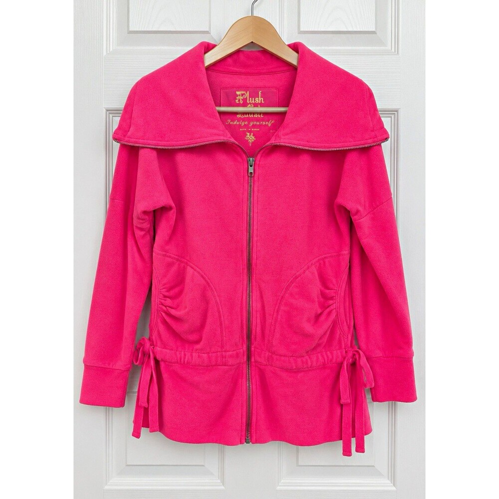 Victoria’s Secret Plush & Lush Hot Pink Oversized Fleece Jacket XS Y2K Vintage
